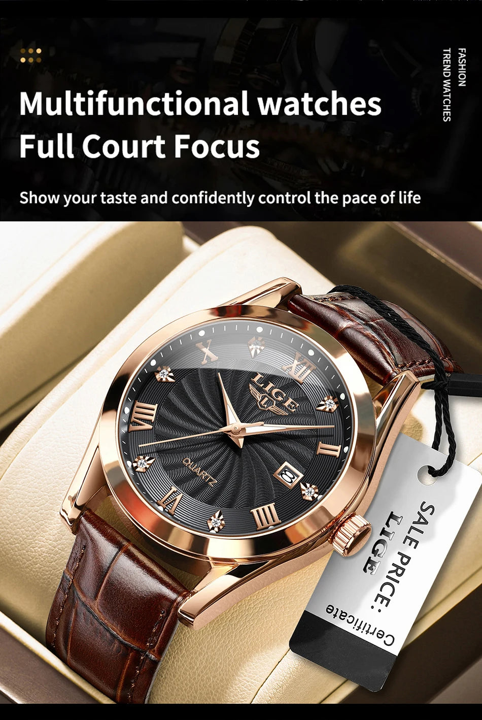 Men Watches Waterproof  Luxury Leather