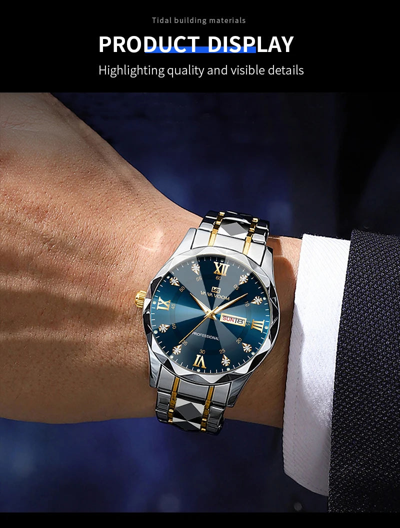 Men Watch Water Diamond Luxury Night Glow