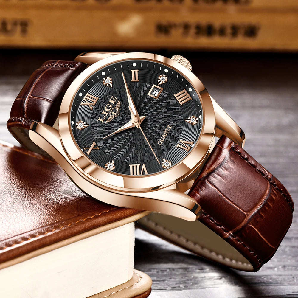 Men Watches Waterproof  Luxury Leather