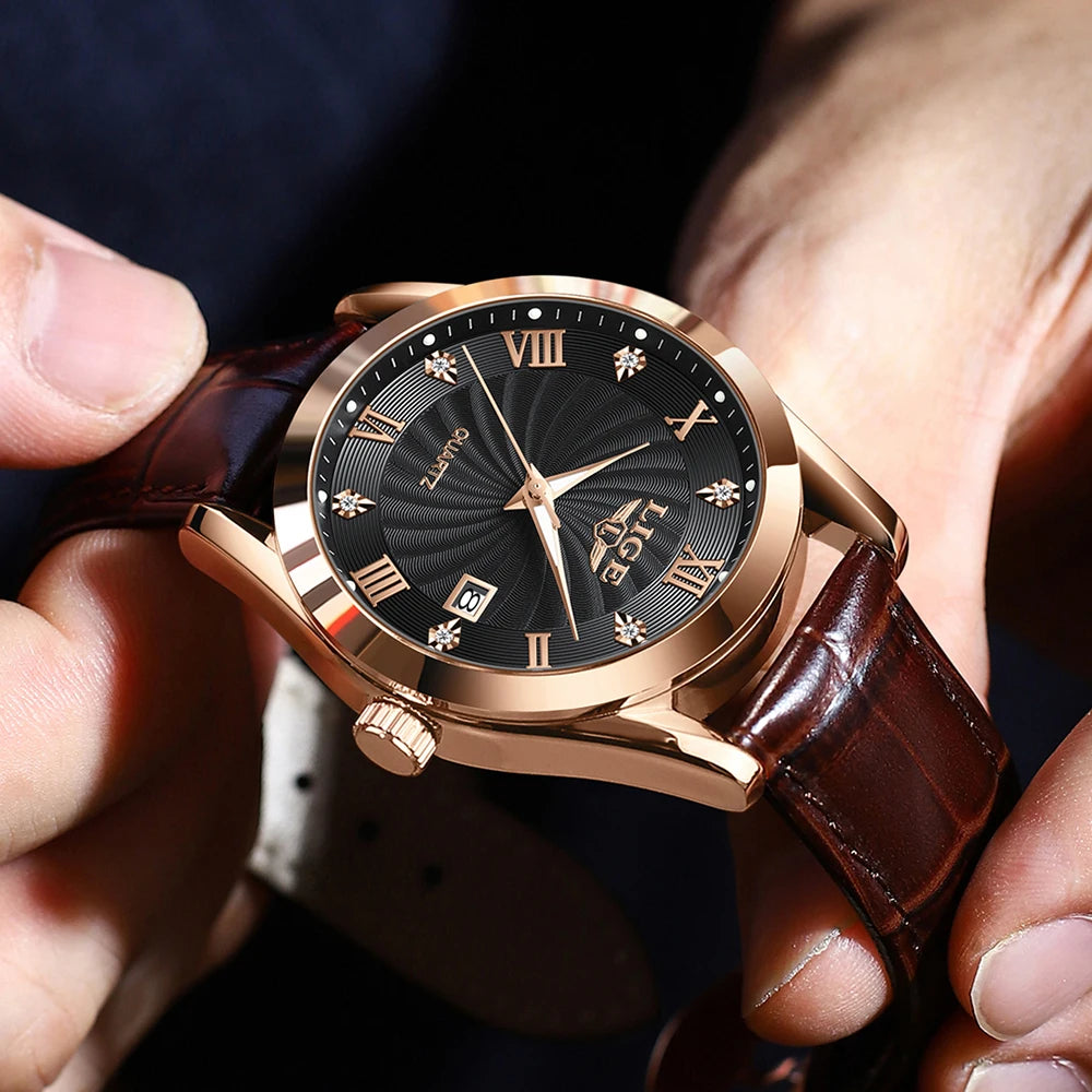 Men Watches Waterproof  Luxury Leather